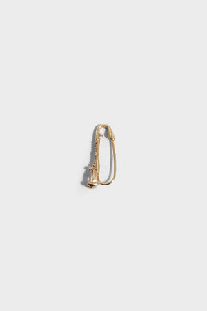 Mini Diamond Gem Safety Pin Earring in 14k Yellow Gold