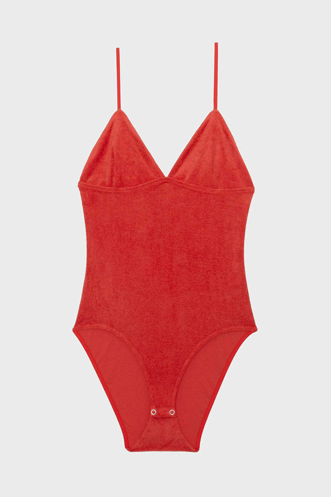 Mississippi Bodysuit in Mino Red Ecovero Velour BY BASERANGE