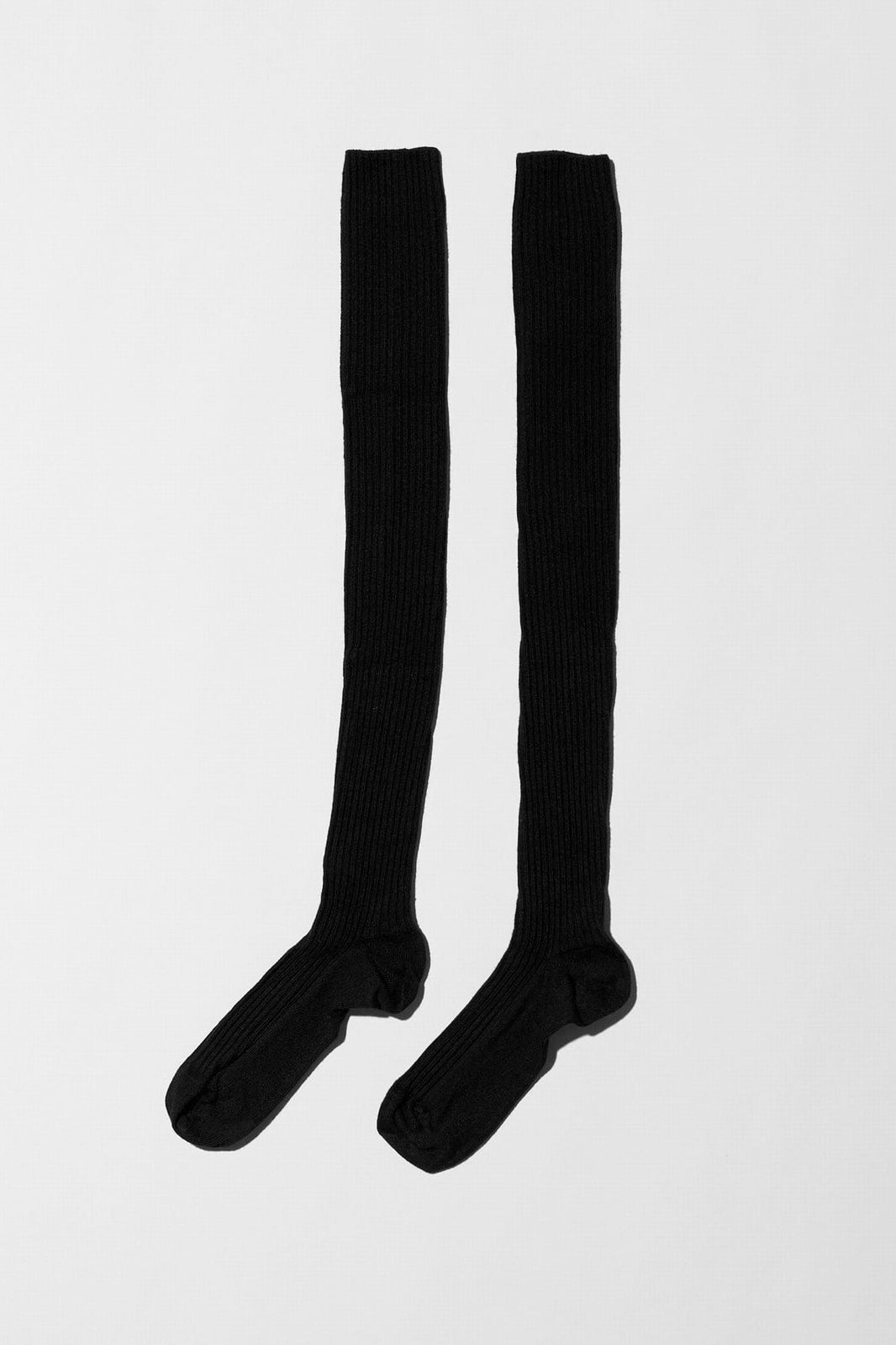 Rib Overknee Socks in Black BY BASERANGE