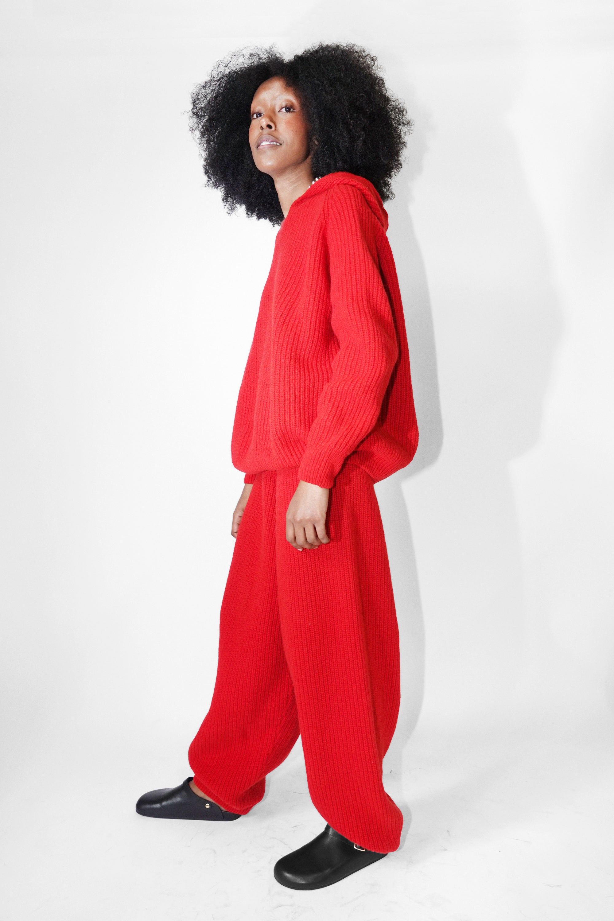 Mea Pants in Red Recycled Wool by Baserange