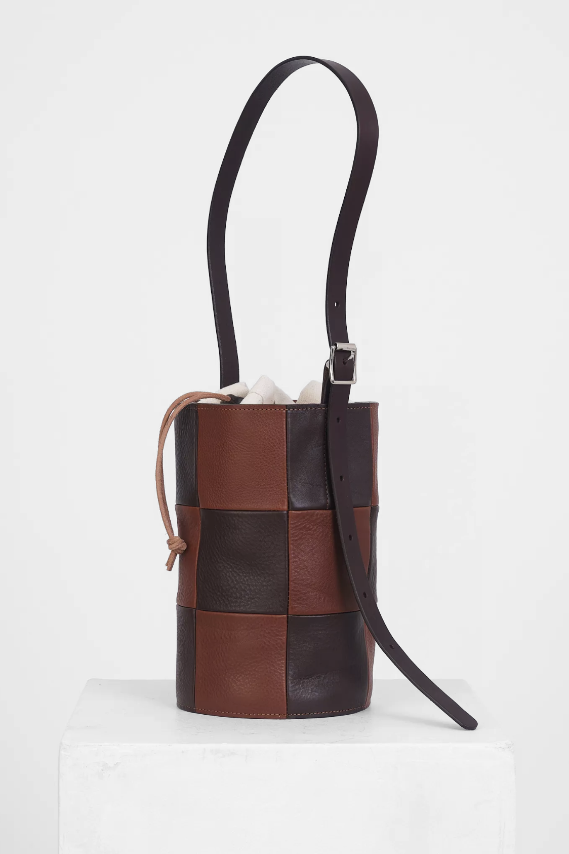 Bucket Bag in Chocolate & Tan Leather by Cawley