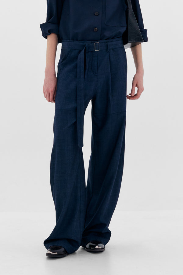 Shop Christy Belted Pant in Navy