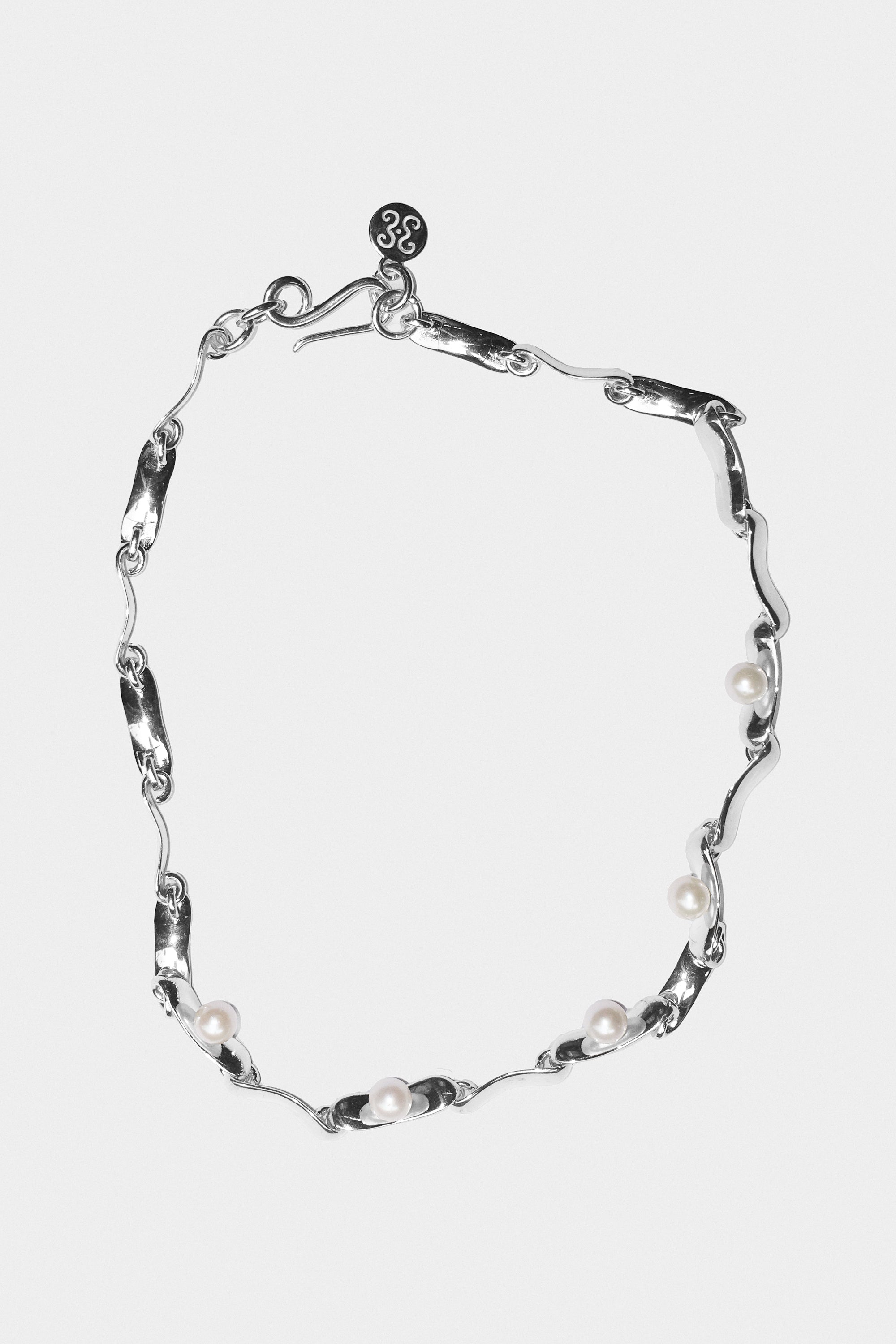 Synthesis Pearl Necklace in Sterling Silver by Sapir Bachar