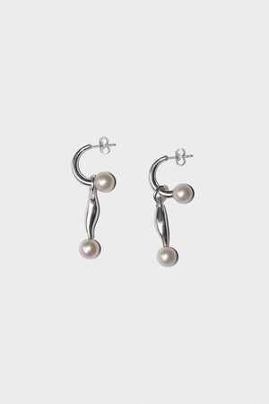 Figurine Pearl Hoops in Sterling Silver by Sapir Bachar