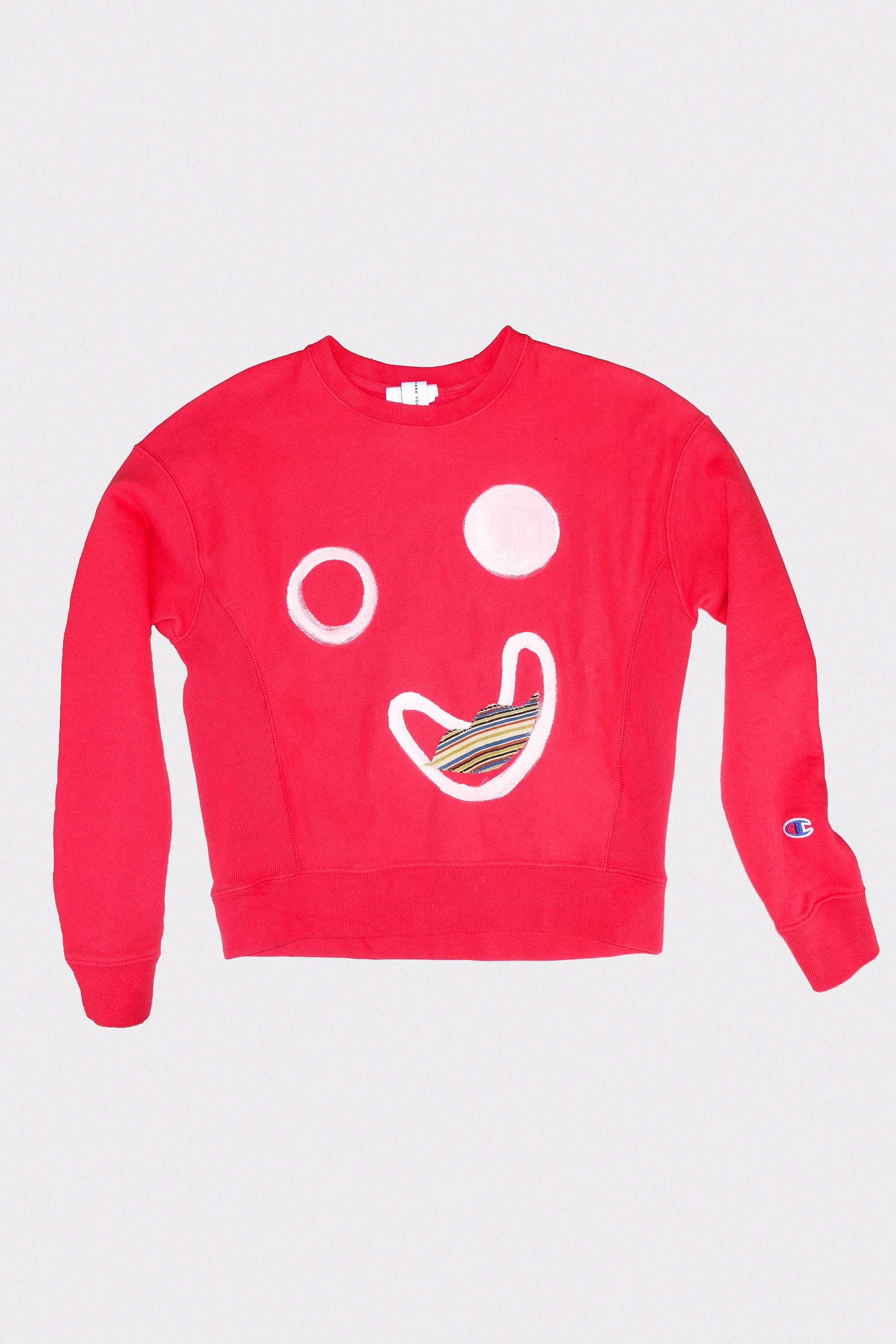 Patchwork Vintage Smile Sweatshirt in Cherry