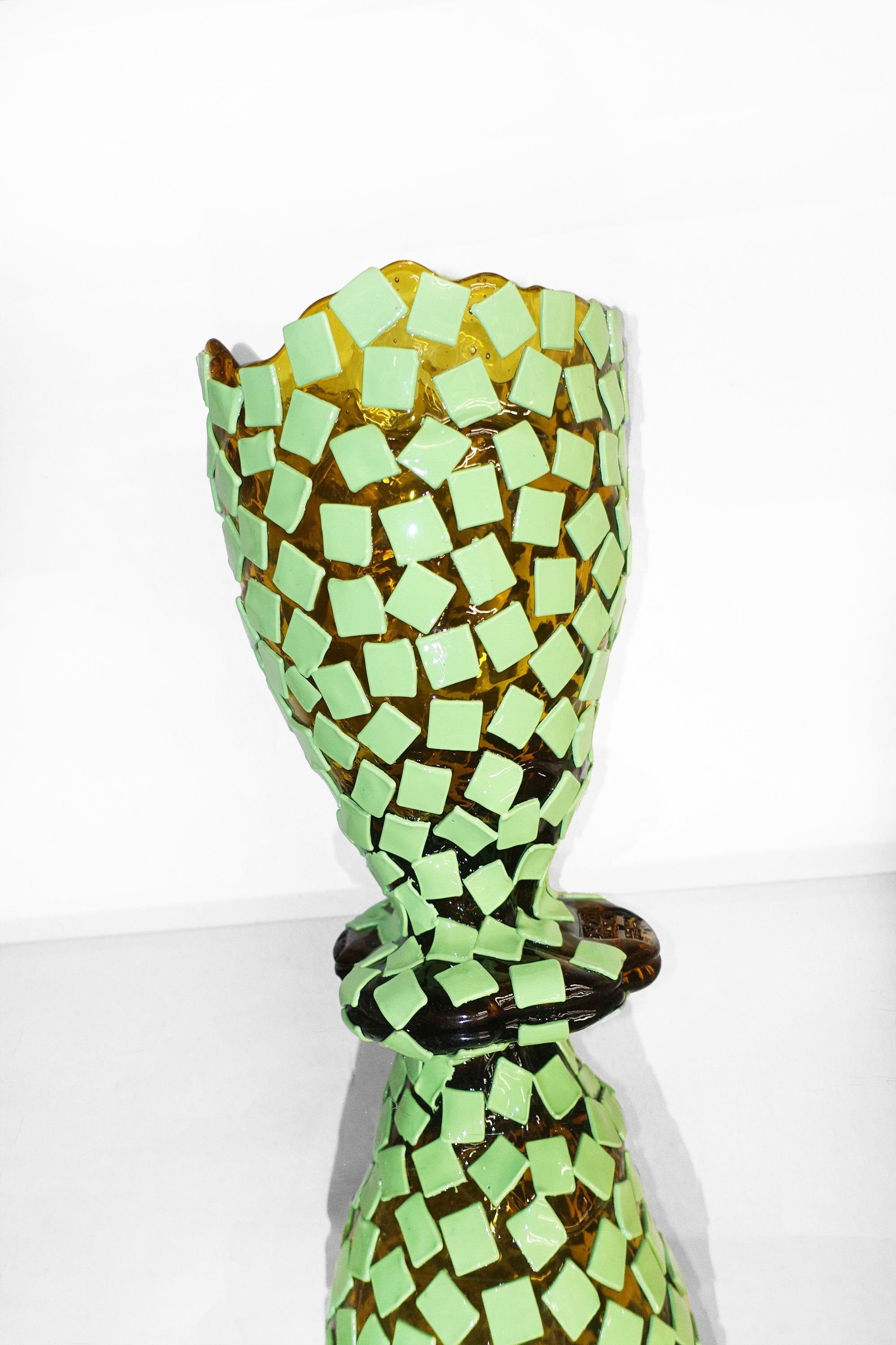 Rock Vase in Amber & Matte Mint - Medium