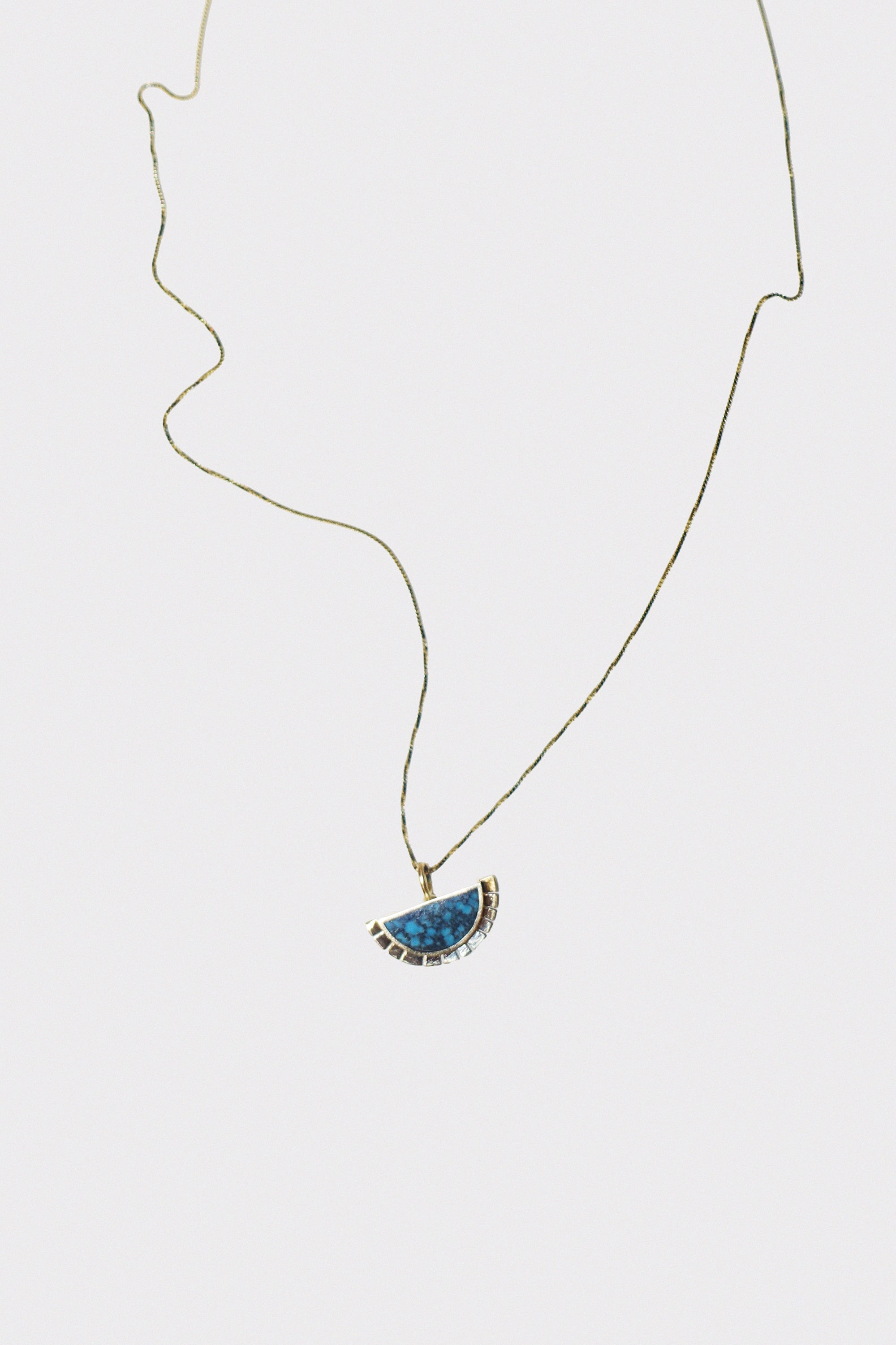 Selene Necklace in 14k Gold & Blue Black Turquoise