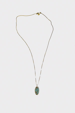 Letter A Necklace in 14k Yellow Gold & No. 8 Turquoise