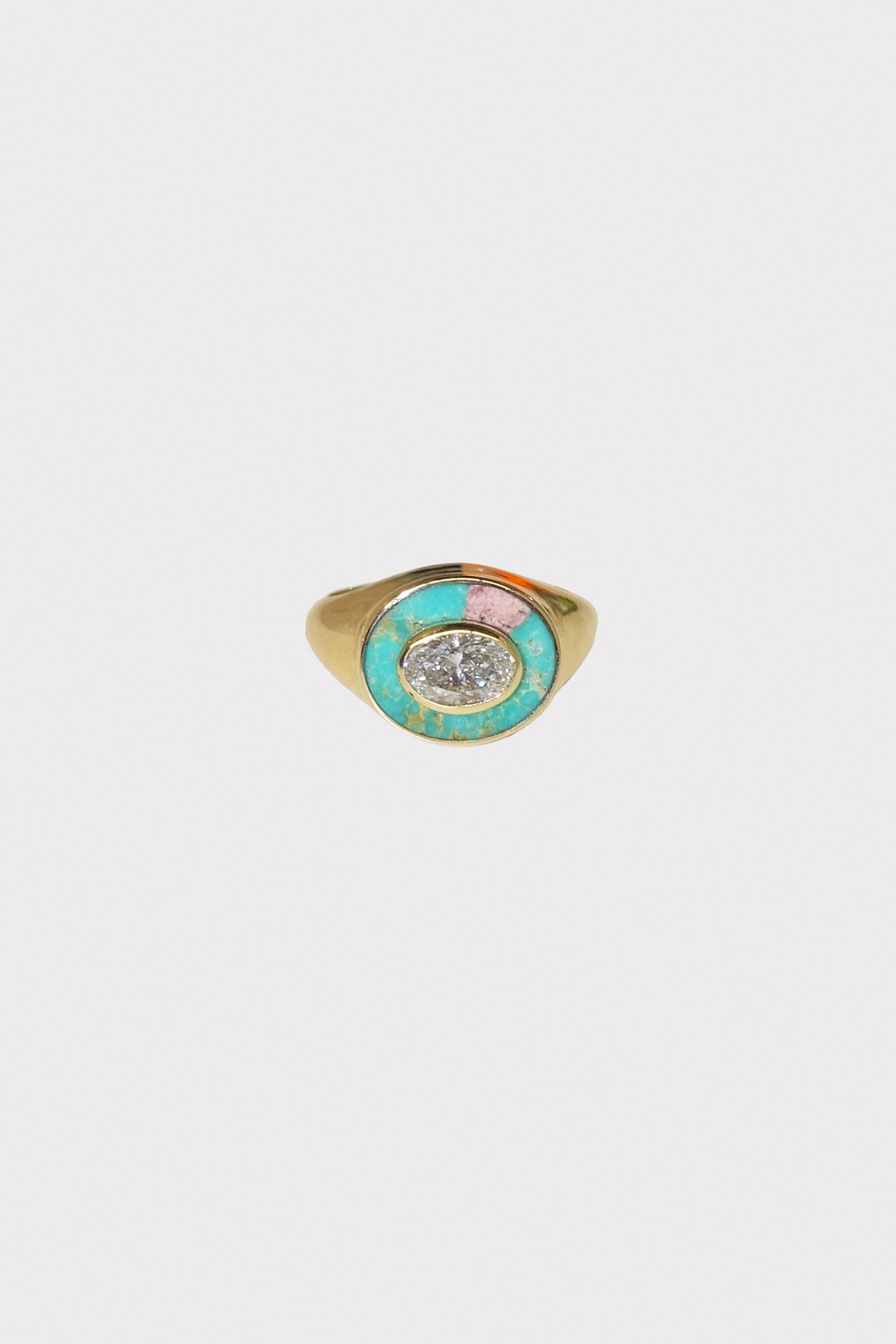 Vir Signet Ring in 14k Yellow Gold & White Diamond