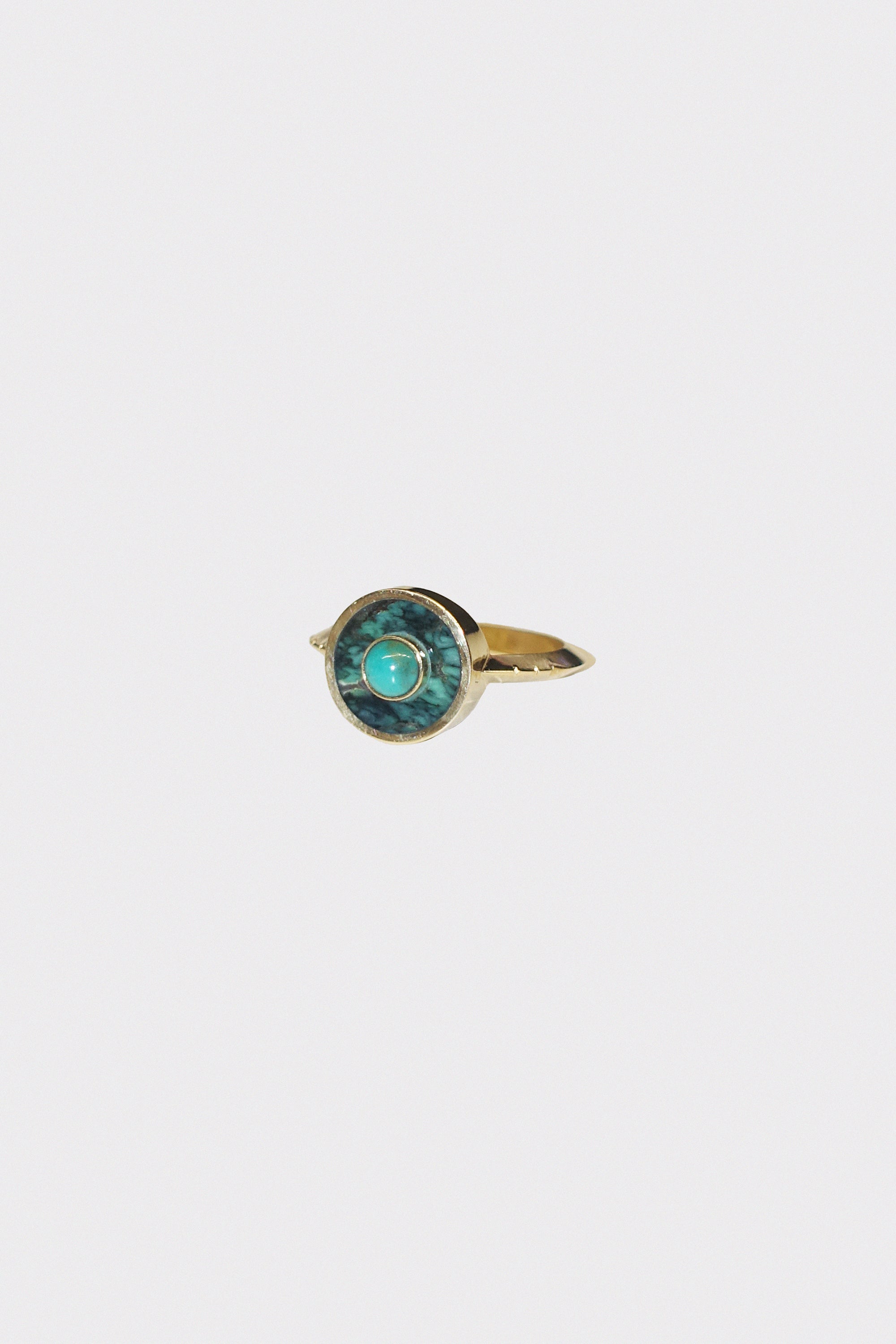 Cerclen Ring in 14k Yellow Gold & Double Turquoise