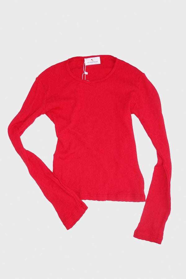 GIL RODRIGUEZ  Pointelle Perla Long Sleeve Tee in Tomate - Recital