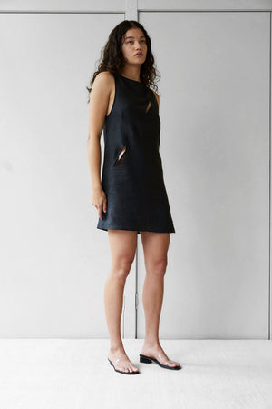 Shift Mini Dress in Black by Deiji Studios