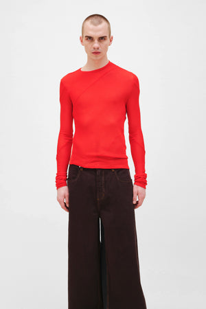 Spiral Long Sleeve in Red by Eckhaus Latta 