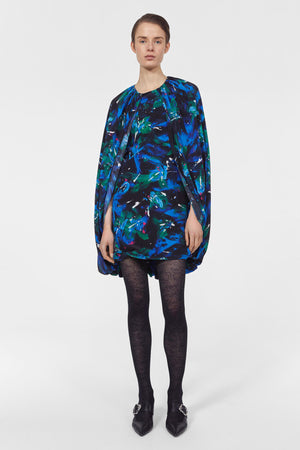 Virginie Floral Dress in Black & Cobalt by Rodebjer