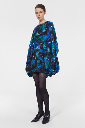 Virginie Floral Dress in Black & Cobalt by Rodebjer