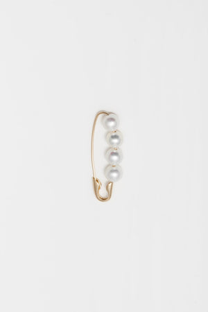 XL Pearl Safety Pin in 14k Yellow Gold by Loren Stewart