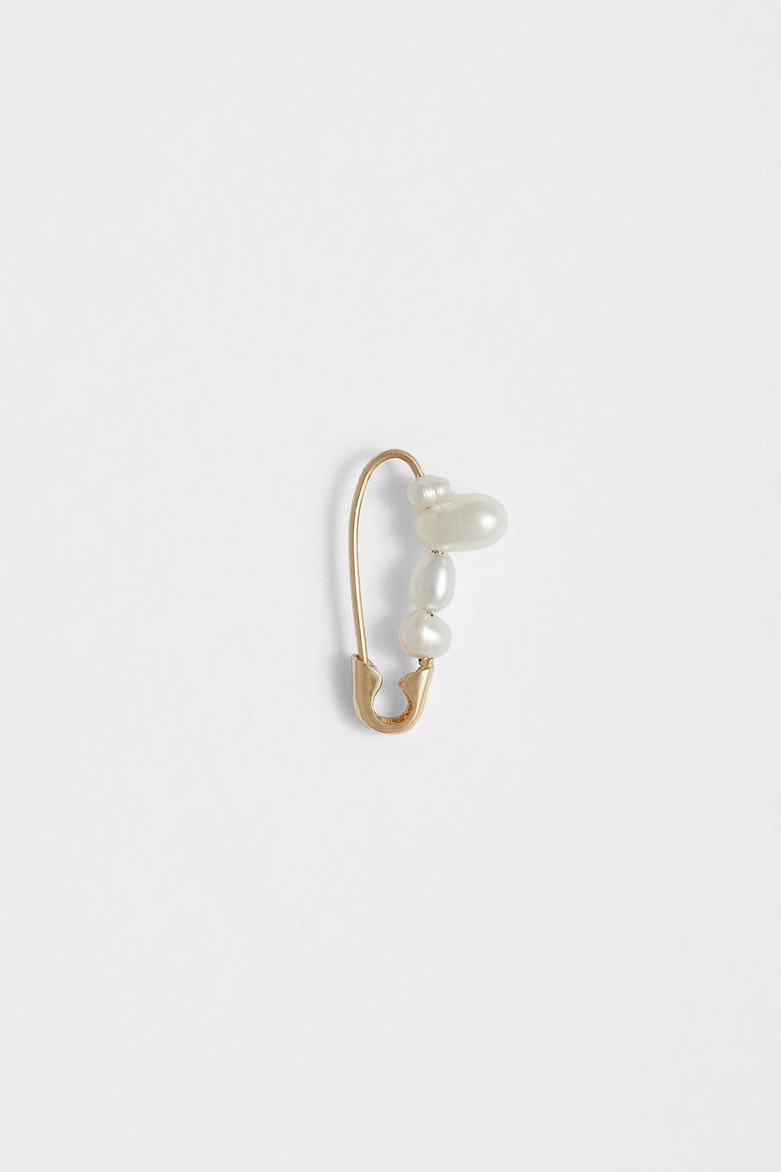 Mini Mixed Pearl Safety Pin Earring in 14k Yellow Gold by Loren Stewart