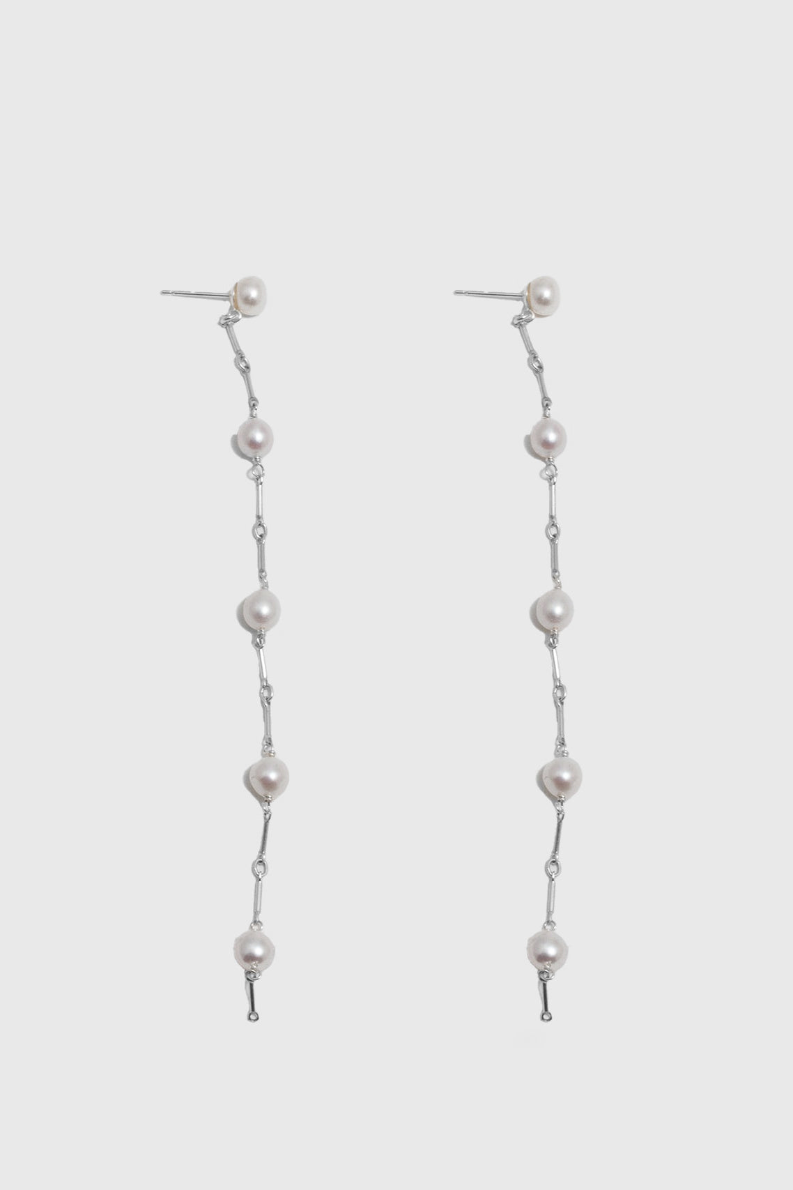 Pearl Link Chain Earrings in Sterling Silver by Loren Stewart