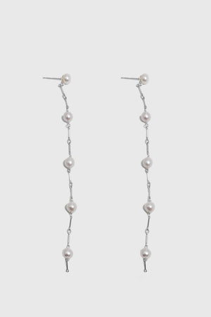 Pearl Link Chain Earrings in Sterling Silver by Loren Stewart