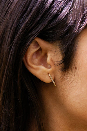 Mini Diamond Safety Pin Earring in 14k Yellow Gold by Loren Stewart