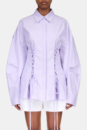 Oxford Laced Button Down in Lilac