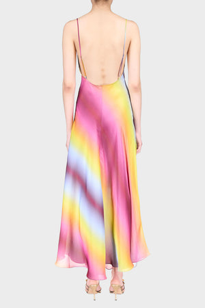 Maxi Slip Dress in Rainbow by Priscavera