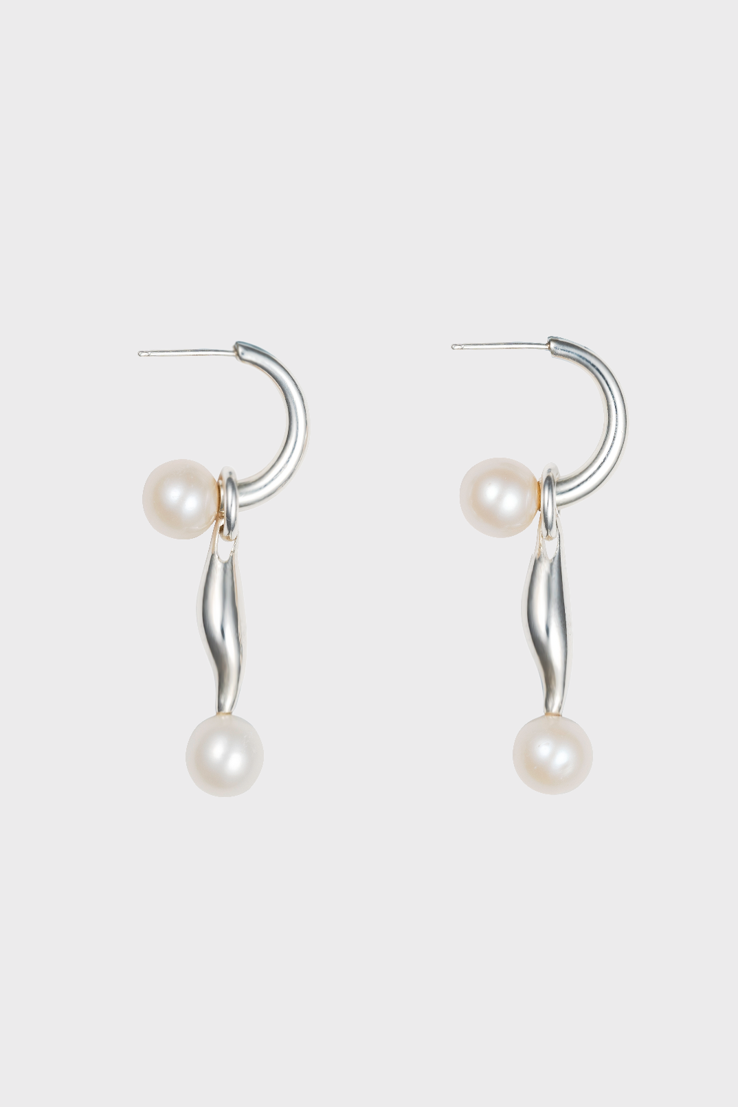 Figurine Pearl Hoops in Sterling Silver by Sapir Bachar http://www.shoprecital.com