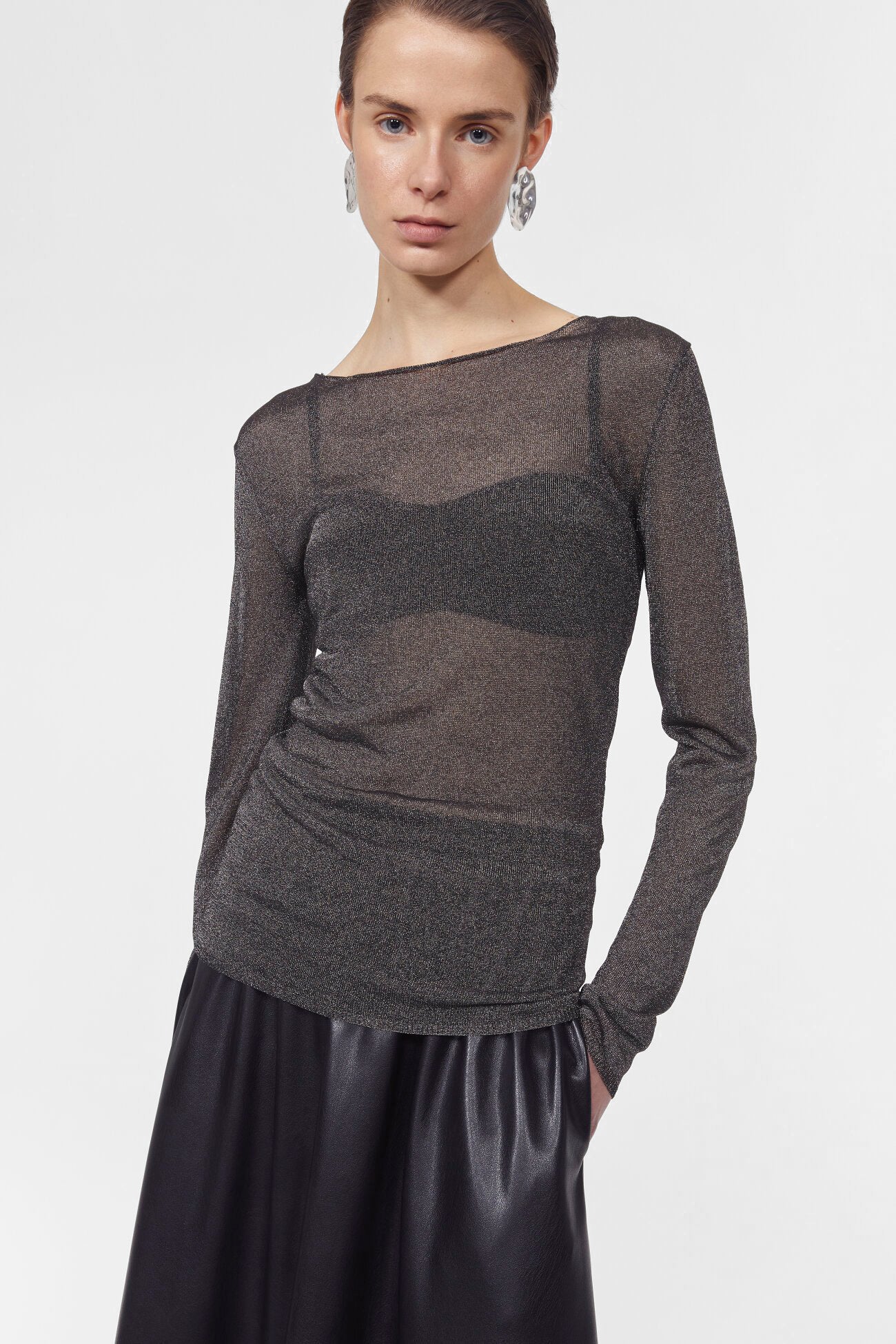 Simony Sparkle Knitted Sweater in Pewter by Rodebjer