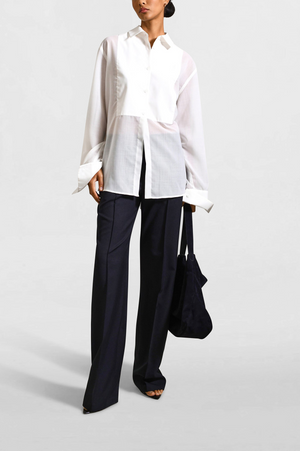 Chloé Bib Button Down in Summer Wool Voile