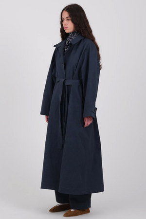 Wickham Trench in Dark Navy Japanese Twill