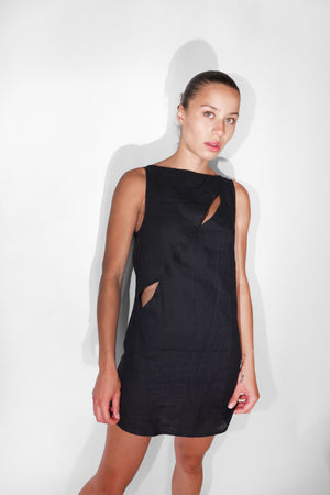 Shift Mini Dress in Black by Deiji Studios