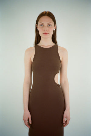 Slight Tank Dress in Cocoa by Sandy Liang