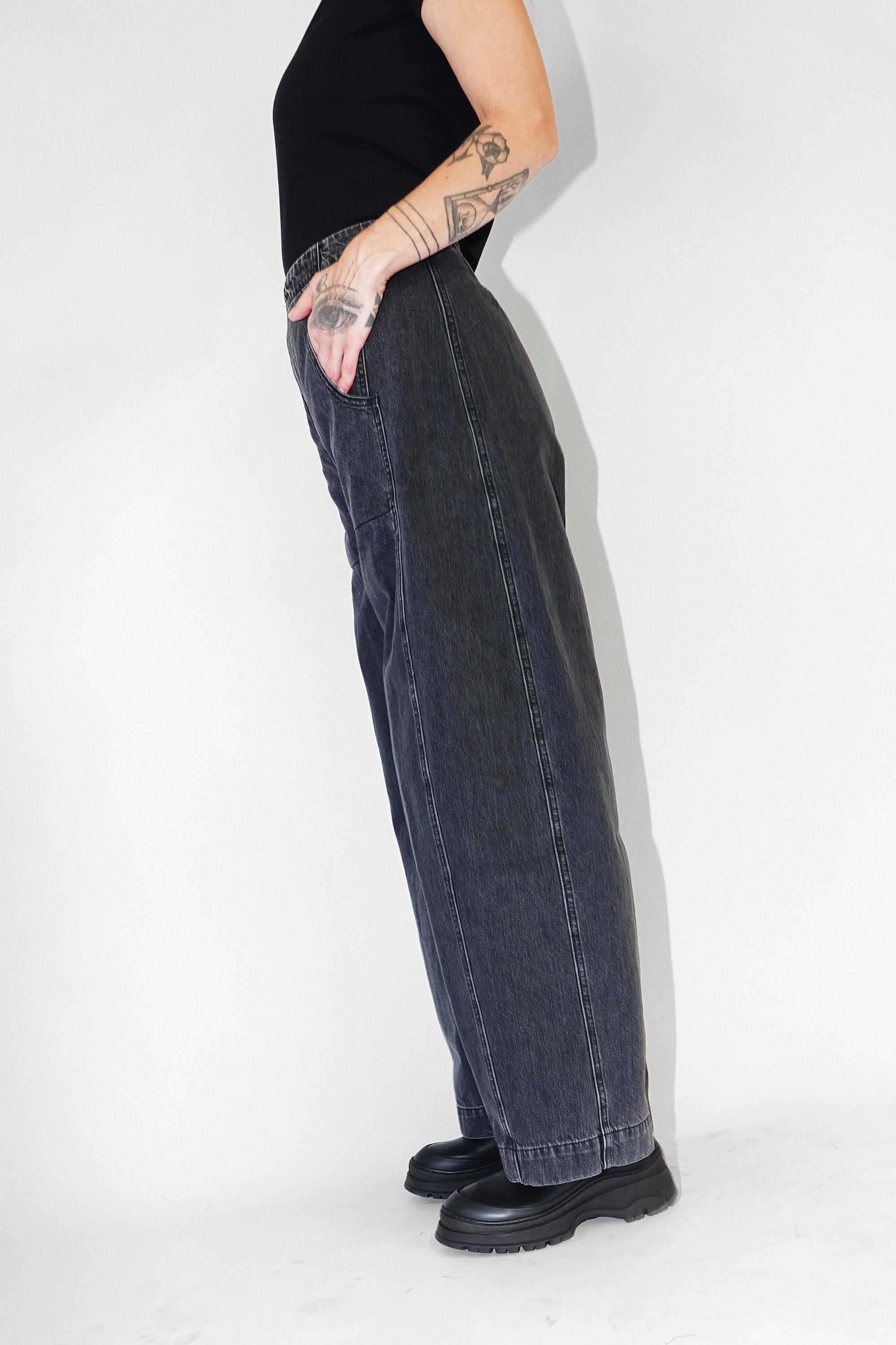 Tany Pant in Washed Black Denim by Rachel Comey