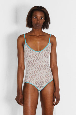 Musial Bodysuit in Undyed & Turquoise