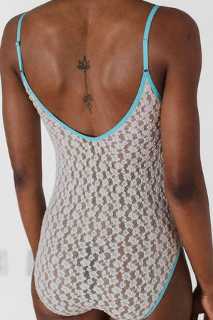 Musial Bodysuit in Undyed & Turquoise