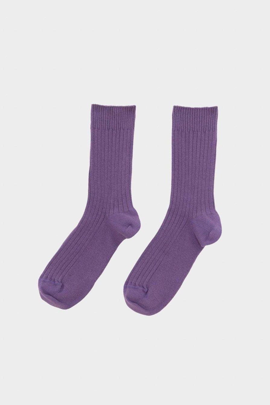 Rib Overankle Socks in Yu Purple Organic Cotton by Baserange