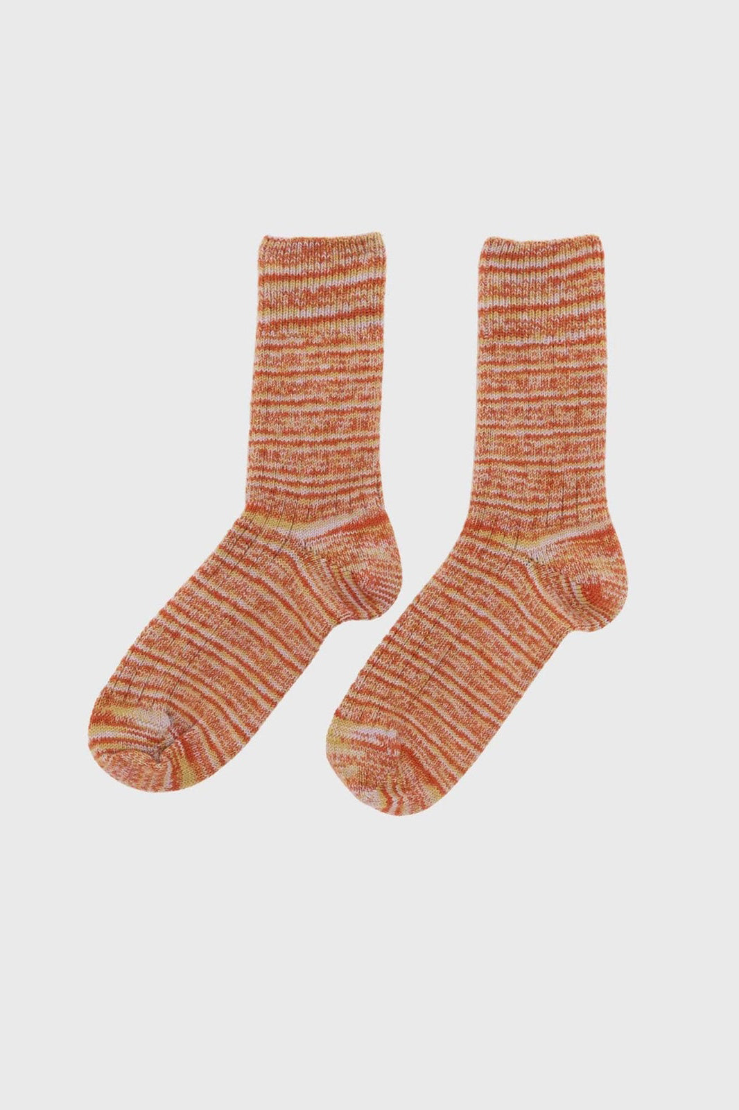 Twist Overankle Socks in Orange Multi Organic Cotton by Baserange