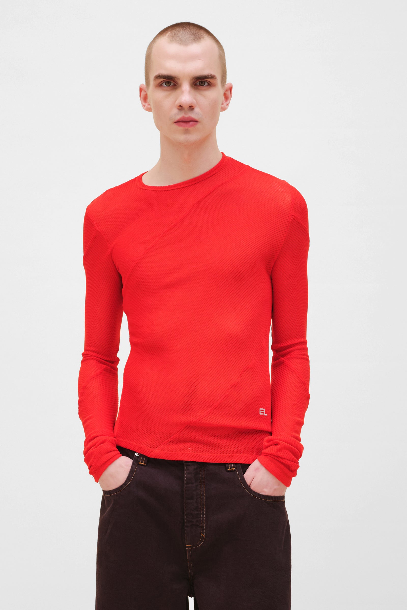 Spiral Long Sleeve in Red by Eckhaus Latta
