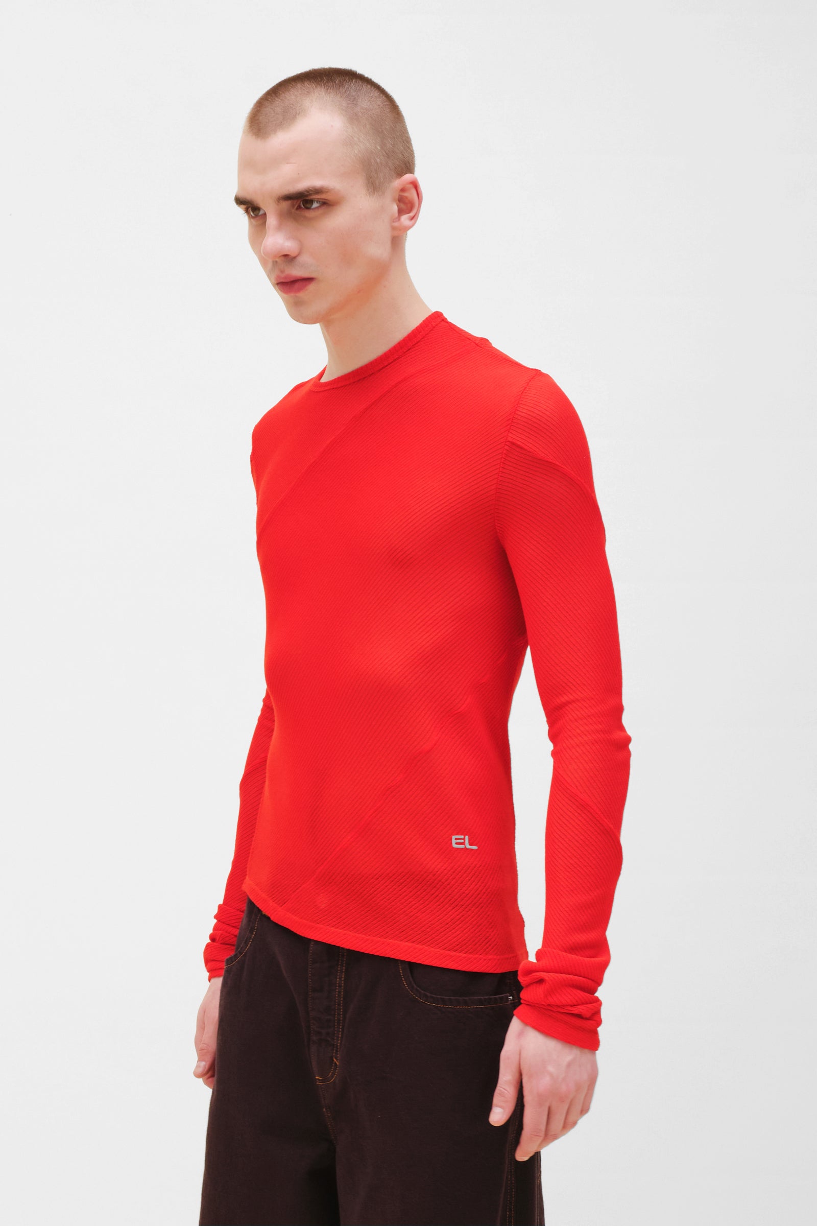 Spiral Long Sleeve in Red by Eckhaus Latta