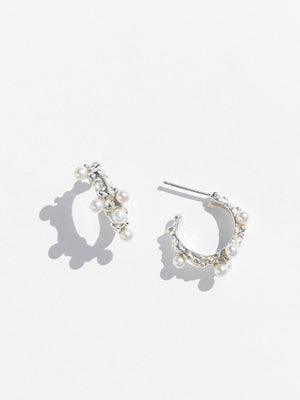 Roca Perla Hoops - Small in Sterling Silver